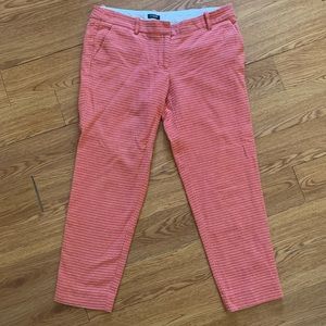 J Crew City Fit Capris Orange White Textured Cropped Pants Size 4